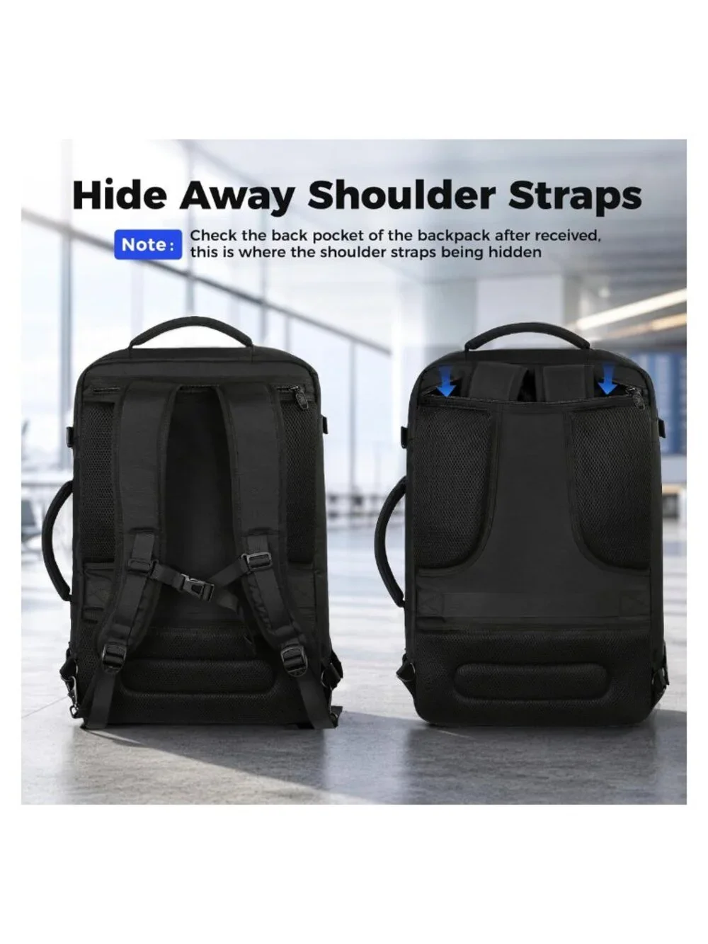 Extra Large Expandable Carry On Travel Backpack 45L Water Resistant Polyester